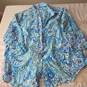 Alia Egyptian Cotton Blue Paisley Shirt